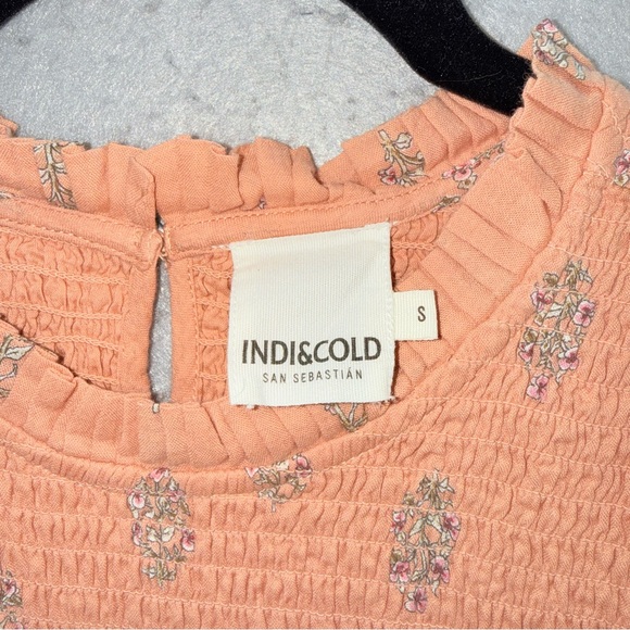 Indi&Cold women’s 100% organic cotton elastic waist sleeveless mid dress peach S - Picture 6 of 10